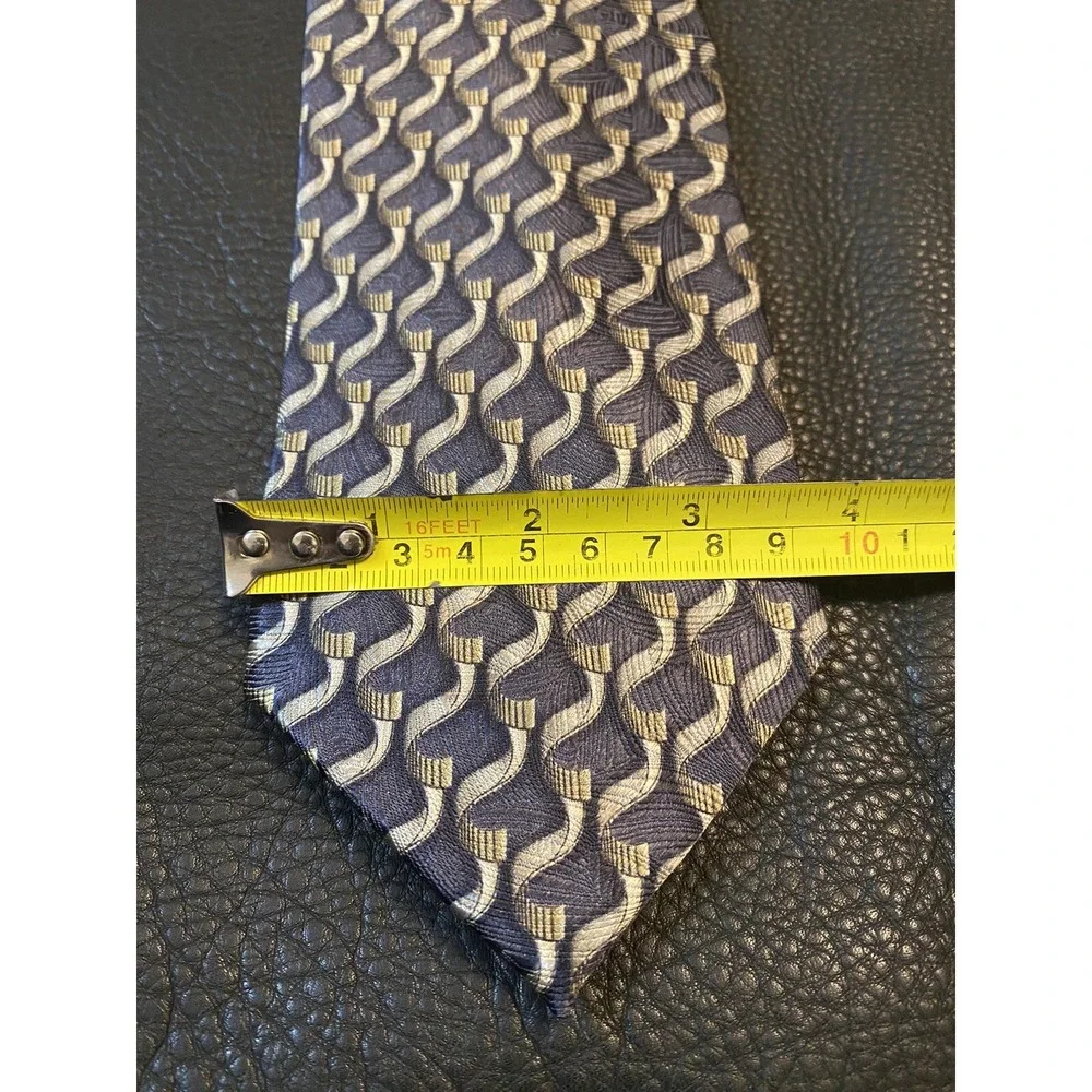 Bardelli Roma Mens Necktie Black Tan Geometric 100% Silk Made In Italy Classic